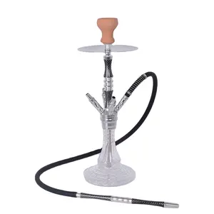 Neuankömmling Kohle faser Stiel Glasvase Shesha Shisha Chicha Taller Nargile Shisha mit 4 Schläuchen Shisha