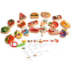 Juego de cadena de cuentas de madera Gluttonous Caterpillar para el entrenamiento del pensamiento lógico de los niños, material didáctico Montessori, 4-6 años - Product Image 5