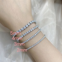 Bracelet en pierres naturelles pour le Tennis, bijou Style Hiphop, momanite, Tennis, disponible en argent 925, 2mm, 3mm, 4mm, 5mm