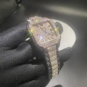 Montre de luxe VVS D moissanite automatique avec diamant étincelant pour homme, 2023