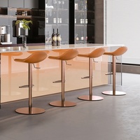 [Peau de vache italienne de qualité supérieure] Chaise de bar en cuir véritable, luxe léger, hauteur réglable, pivotante, tabouret de bar haut pour la maison