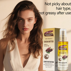 Olio per <span class=keywords><strong>Capelli</strong></span> e Cuoio Capelluto Nutriente con Vitamina E e Burro di Cacao a Marchio Privato per Mantenimento della Lunghezza e Rafforzamento dei <span class=keywords><strong>Capelli</strong></span> Fragili - 80ml - Product Image 1