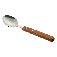 Ensemble de couverts en acier inoxydable 304 avec manche en bois, cuillère, fourchette et couteau, pour hôtel et restaurant