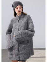 Cardigan vintage 100 % cachemire pur, écologique, pour femme, coupe oversize, boutonné, long, pull épais et chaud pour l'hiver, tricot lourd