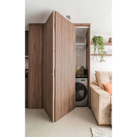 Dernier Design Portes Pliantes en Bois Massif à Lattes pour Intérieur de Maisons, Portes Coulissantes en Bois en Accordéon, Portes de Buanderie