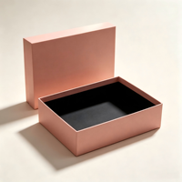 Boîte cadeau de luxe avec couvercle et base rigides en rose mat, logo personnalisé, doublure en velours noir pour l'emballage de bijoux et de cosmétiques