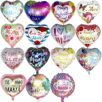 Joyeuse fête des mères Ballons en feuille colorés en forme de cœur Je t'aime maman 18 pouces Fête des mères Grand-mère Anniversaire Décoration de fête