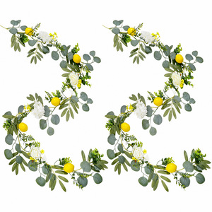 Guirlande artificielle de citrons Zongwang 175 cm, décoration de mariage avec roses blanches et gypsophile pour la maison ou les événements - Product Image 3