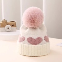 Nuevo Gorro de Bebé con Pompón de Piel Sintética 2026, Gorro de Punto con Estampado de Corazón para Otoño e Invierno, Gorro Suave a Prueba de Viento para Bebés Recién Nacidos, Niños y Niñas