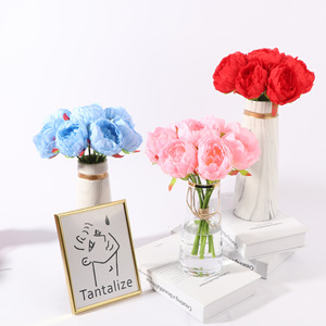 Bouquet de pivoines en soie Tainen à 8 têtes, fleurs artificielles de 30 cm, décorations de mariage - Product Image 4