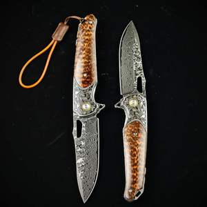 Cuchillo Plegable de Lujo con Núcleo de Acero Damasco VG10, Mango de Madera de Serpiente, Bolster Grabado, Cuchillo de Bolsillo Táctico para Supervivencia al Aire Libre, Regalo EDC - Product Image 5