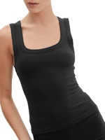 Grosir atasan Tank top kebugaran tanpa lengan Rayon rompi dasar kerah U rajut Ribbed Gym olahraga musim panas untuk wanita