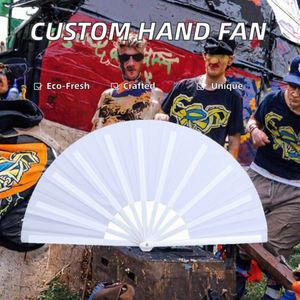 Personalized 33cm Large Colorful <b>Plastic</b> Folding Hand Fan Custom Kung Fu Rave Clack Fans for Women Festive Dance Graduation - Product Image 2