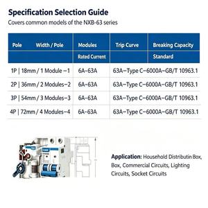 Interruptor Automático Miniatura CHNT NXB-63 1P 2P 3P 4P 6A-63A Tipo C 6000A para Caja de Distribución Doméstica - Product Image 2