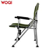 Chaise de camping pliable robuste WOQI avec accoudoirs et porte-gobelet, idéale pour la plage, les pique-niques et la pêche, vente en gros
