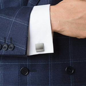 Cổ Điển Giá Thấp Sang Trọng Mens Mạ Vàng Hai-Tone Thiết Kế Quảng Trường Brass Mens Khuy Măng Sét Đồ Trang Sức - Product Image 5