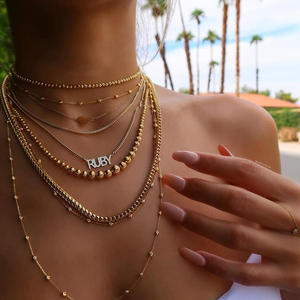 Gemnel Fashion new women jewelry collane con perline placcate in oro collana con perline minimalista - Product Image 3