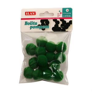 Pallina di peluche Ilan Pom Pom 2,5 cm verde per artigianato e decorazioni - Product Image 1