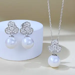 Новинка S925 Серебряное жемчужное ожерелье в форме цветка 11 мм для женщин в национальном стиле ключицы кулон