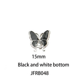 JFRB048カスタムボタンクリップジュエリー白/黒エナメル蝶ボタンカバー女性用シャツカフリンクスーツブレザー装飾 - Product Image 6