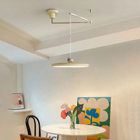 Luminaire suspendu minimaliste de luxe, réglable en hauteur, en acrylique et métal, blanc chaud, avec bras articulé, pour