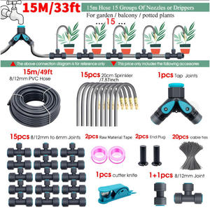 Système d'irrigation automatique Odes, tuyau PVC 15 m avec 15 arroseurs pour jardin, balcon, plantes en pot - Product Image 1