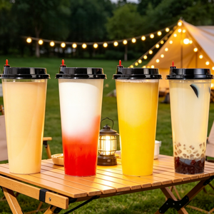 Gobelet en plastique transparent de qualité supérieure avec couvercle et paille, gobelets Boba personnalisés pour milkshake et smoothie - Product Image 2