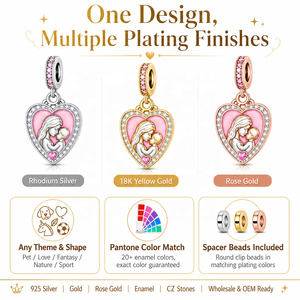 YUNCHENG Bijoux Personnalisés Vente en Gros Série Promotionnelle Perle Breloque Originale en Argent Sterling 925 Pendentif DIY pour Bracelet Femme - Product Image 3