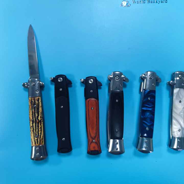 Classic Nail Pull Nick Blade Italian Mafia Style Stainless Steel Blade Black Wooden Kinds Aluminum Handle Tactical Folding Knife