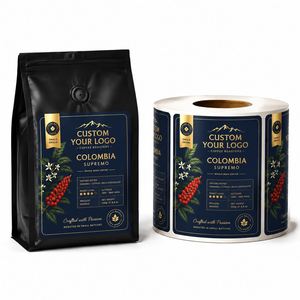 Étiquette autocollante personnalisée pour torréfacteurs de café, en vinyle, dorée, résistante à l'huile, rectangulaire, imperméable, pour emballage de boissons - Product Image 1