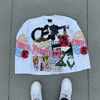 T-shirt thermique à manches longues pour homme, sans taxes douanières aux États-Unis, avec impression graphique DTG, blanc, en tissu gaufré