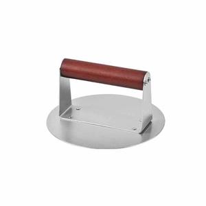 Presse à viande 2-en-1 en acier inoxydable avec manche en bois de hêtre, antiadhésive, écologique, pour hamburgers, steaks, teppanyaki, compatible lave-vaisselle - Product Image 2