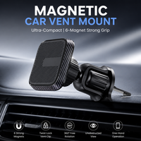 Support magnétique de téléphone pour voiture à fixation sur grille d'aération, 6 aimants, panneau à logo rayé inclinable, durable, rotation à 360°, base sécurisée, plaque métallique