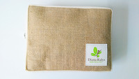 Pochette cosmétique en toile de jute à motif lettres style national pour femme, petite pochette à monnaie tendance avec fermeture éclair, sac de maquillage