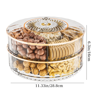 Vòng xoay khay Snack với nắp rõ ràng nhựa hộp lưu trữ ngăn trái cây khô phục vụ khay - Product Image 1