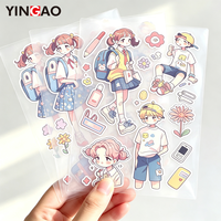 Autocollants personnalisés transparents Yingao, imperméables, en PVC découpé à la forme, avec support en carton pour agenda et scrapbooking