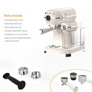 Machine à expresso semi-automatique <span class=keywords><strong>vintage</strong></span> rétro classique 2025 avec boîte à lait, mousseur automatique, pression de 20 bars, 1350 W - Product Image 2