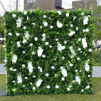 Op maat gemaakte groothandel hoogwaardige zijden kunstmatige groene en witte bloemen wanddecoratie achtergrond 8ft x 8ft milieuvriendelijk voor evenementen