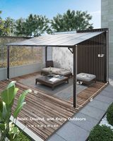 Gazebo de jardin 12x16 pieds avec paroi en moustiquaire, pergola à toit rigide incliné de 6 mm, auvents robustes