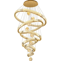 Lampe en cristal Duplex K9, style luxe minimaliste, pour salon, hall d'entrée, escalier en volant, grande suspension.