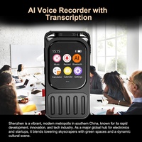 Lecteur MP3 V78AI avec IA, Enregistreur Vocal, Reconnaissance Vocale et Résumation, Contrôle via Application Mobile Bluetooth, Écran Tactile