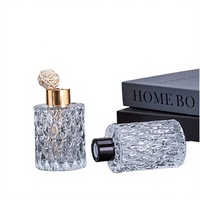 Bouteille diffuseur vide en verre gaufré rond de 150 ml, avec bouchon à vis et diffuseur à bâtonnets estampé or, pour parfum d'ambiance - Meilleures ventes
