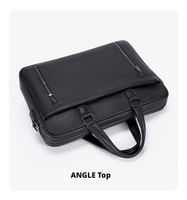 Porte-documents en cuir PU grain litchi, sac souple pour documents, fermeture éclair, grande capacité, double fermeture éclair, porte-documents professionnel en PU
