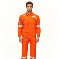 Combinaison de travail en coton à taille élastique, deux pièces, orange, ignifuge, veste de sécurité, pantalon cargo, plusieurs poches pour outils, industrielle