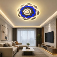 Lampu Plafon LED Zhongshan Gaya Bunga Biru Dua Lapis dengan Kelopak Hitam dan Bingkai Biru serta Pusat Bunga Putih Bulat
