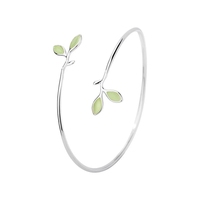 Bracelet feuille FY-SL42 en argent sterling 925 avec opale, style japonais et coréen simple, thème forêt, polyvalent, plaqué rhodium, tendance
