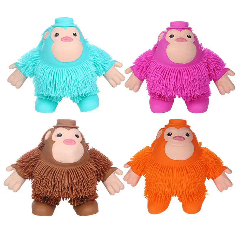 4 màu sắc mới lạ thần tài đồ chơi căng thẳng cứu trợ rậm tóc bóp vui Khỉ đồ chơi với ánh sáng Khỉ đột đứng động vật ánh sáng lên đồ chơi