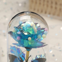 XI YOU LE Veilleuse personnalisée avec couvercle en verre, forme dôme, fleur éternelle, 8x15cm, ornement lumineux LED, simulation papillon et rose