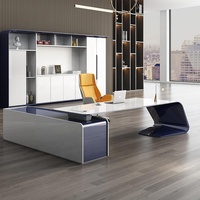 Meubles de bureau de luxe haut de gamme modernes pour dirigeants, en forme de L, meubles de bureau pour directeurs, PDG, bureau à domicile avec armoire latérale