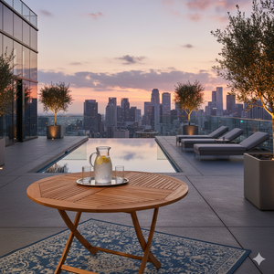 Mesa plegable redonda de teca fabricada en Jepara, diseñada para brindar durabilidad, fácil manejo y elegantes experiencias de comedor al aire libre en todo el mundo. - Product Image 4